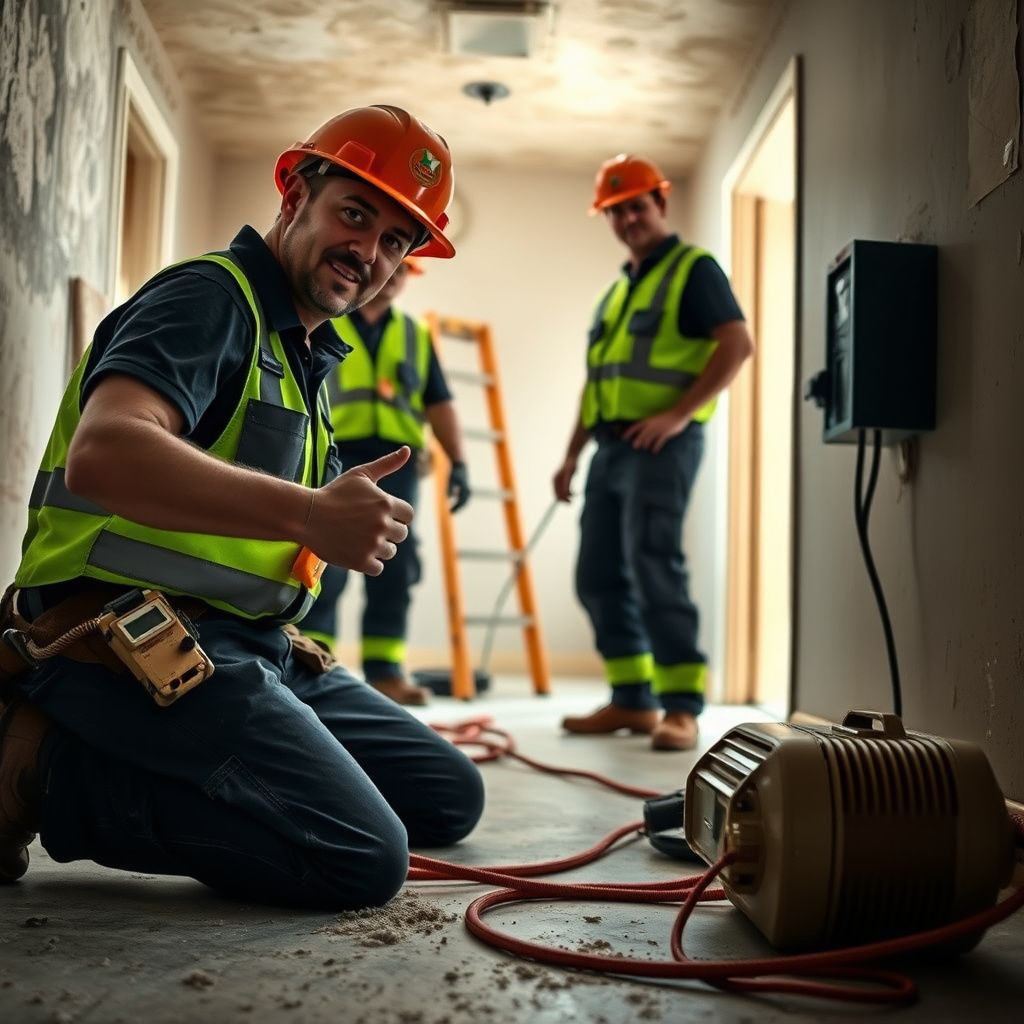 A Titan Pro Mold Removal technician in full protective gear conducting an air quality test inside a newly remediated room in Cedar Hill.